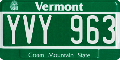 VT license plate YVY963
