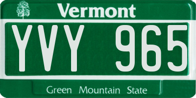 VT license plate YVY965
