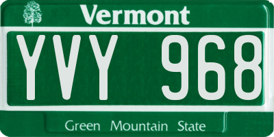 VT license plate YVY968