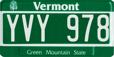 VT license plate YVY978