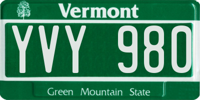 VT license plate YVY980