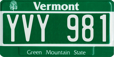 VT license plate YVY981