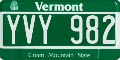 VT license plate YVY982