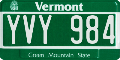 VT license plate YVY984