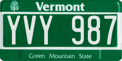 VT license plate YVY987