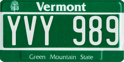 VT license plate YVY989