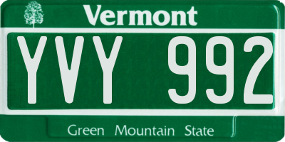 VT license plate YVY992
