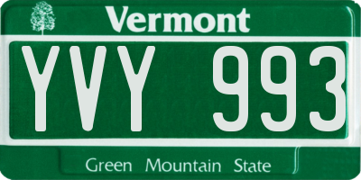 VT license plate YVY993