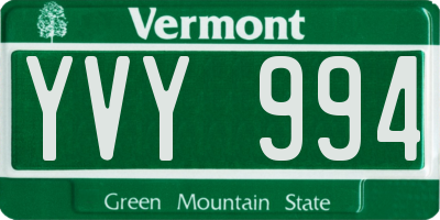 VT license plate YVY994
