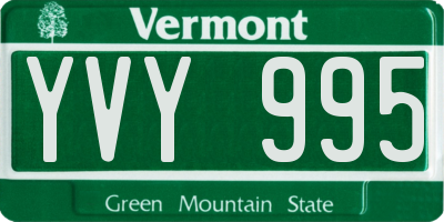 VT license plate YVY995