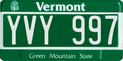 VT license plate YVY997