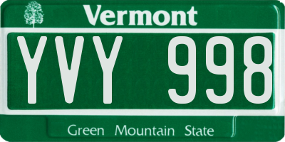 VT license plate YVY998