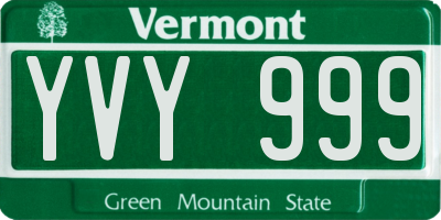 VT license plate YVY999