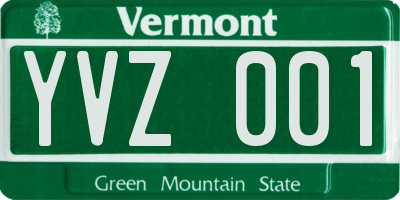 VT license plate YVZ001