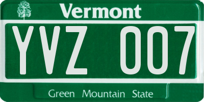 VT license plate YVZ007