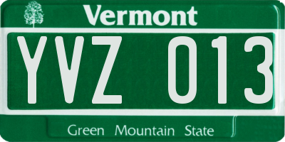 VT license plate YVZ013