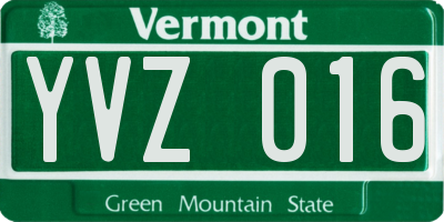 VT license plate YVZ016