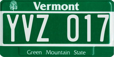 VT license plate YVZ017