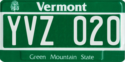 VT license plate YVZ020