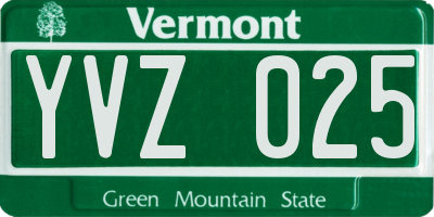 VT license plate YVZ025