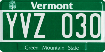 VT license plate YVZ030