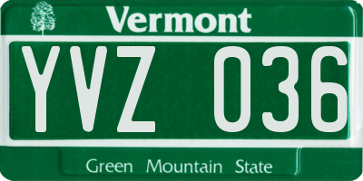 VT license plate YVZ036