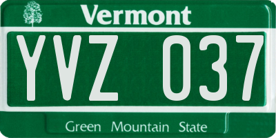 VT license plate YVZ037