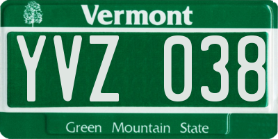 VT license plate YVZ038