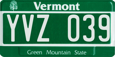 VT license plate YVZ039