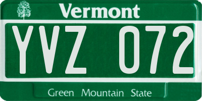 VT license plate YVZ072