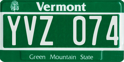 VT license plate YVZ074