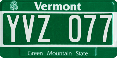 VT license plate YVZ077