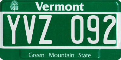 VT license plate YVZ092