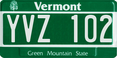 VT license plate YVZ102