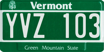 VT license plate YVZ103