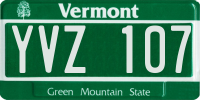 VT license plate YVZ107