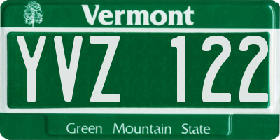 VT license plate YVZ122