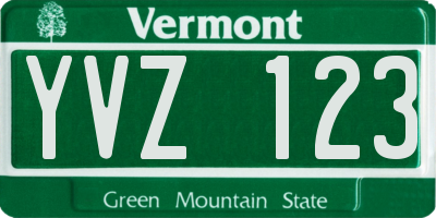 VT license plate YVZ123