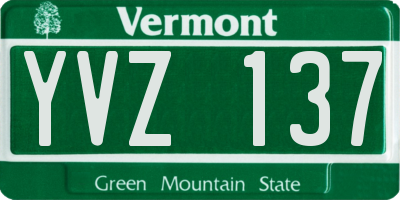 VT license plate YVZ137