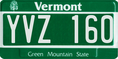 VT license plate YVZ160