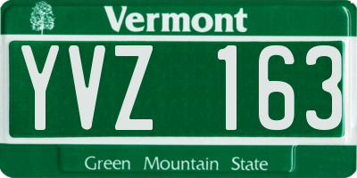VT license plate YVZ163