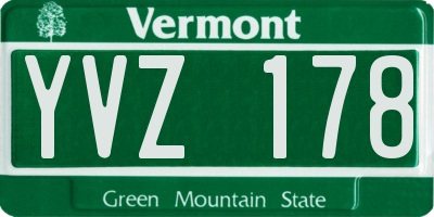 VT license plate YVZ178