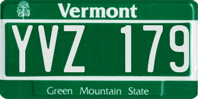 VT license plate YVZ179