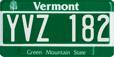 VT license plate YVZ182