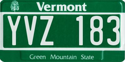 VT license plate YVZ183
