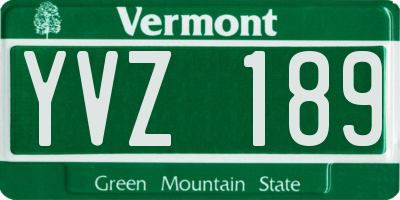 VT license plate YVZ189