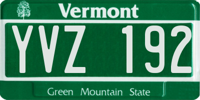 VT license plate YVZ192