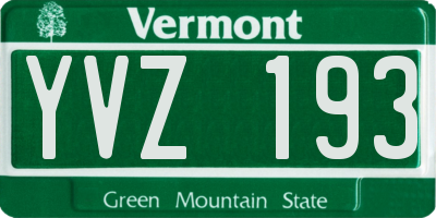 VT license plate YVZ193