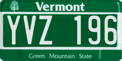 VT license plate YVZ196