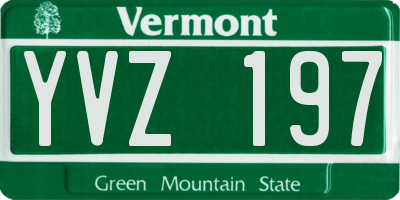 VT license plate YVZ197